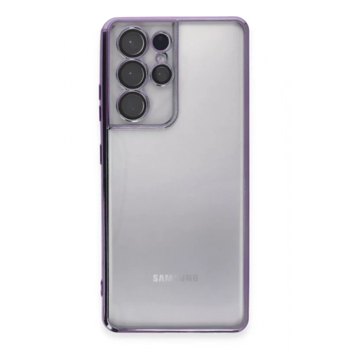 USLUCAN ALIŞVERİŞ Samsung Galaxy S21 Ultra Kılıf Lensli Silikon - Mor
