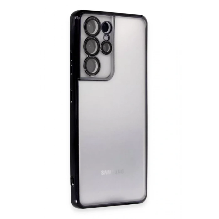 USLUCAN ALIŞVERİŞ Samsung Galaxy S21 Ultra Kılıf Lensli Silikon - Siyah