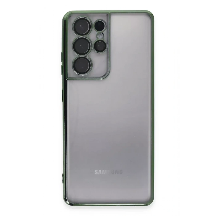 USLUCAN ALIŞVERİŞ Samsung Galaxy S21 Ultra Kılıf Lensli Silikon - Yeşil