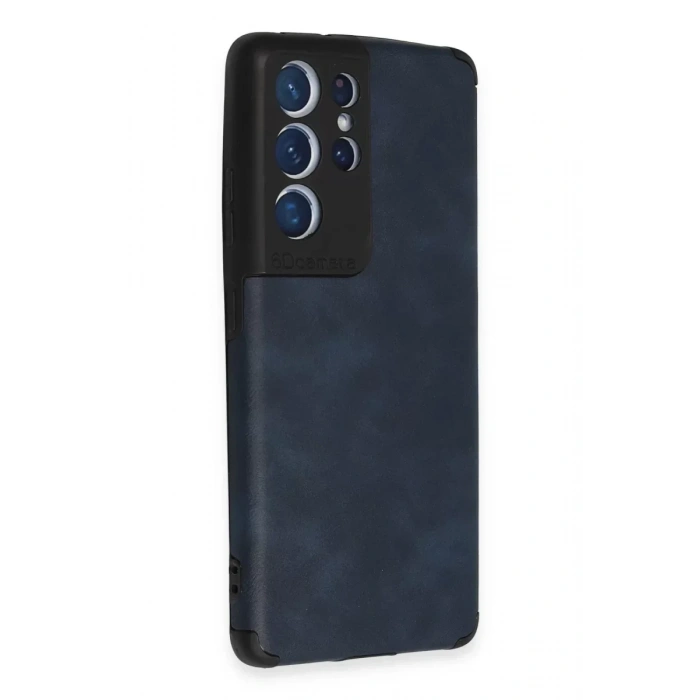 USLUCAN ALIŞVERİŞ Samsung Galaxy S21 Ultra Kılıf Loop Deri Silikon - Lacivert