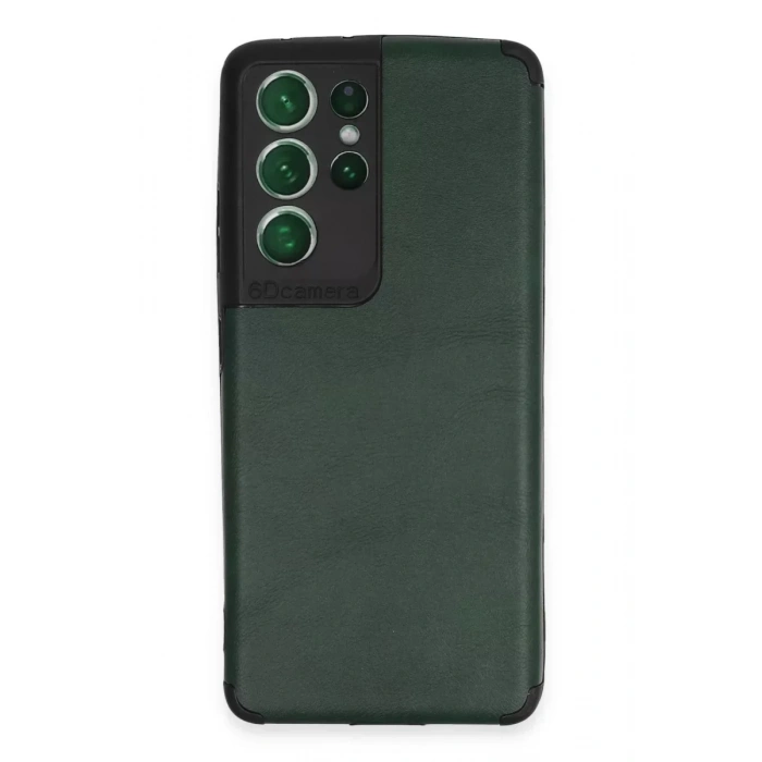 USLUCAN ALIŞVERİŞ Samsung Galaxy S21 Ultra Kılıf Loop Deri Silikon - Yeşil