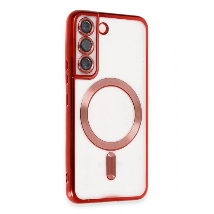 USLUCAN ALIŞVERİŞ Samsung Galaxy S22 Kılıf Kross Magneticsafe Kapak - Kırmızı