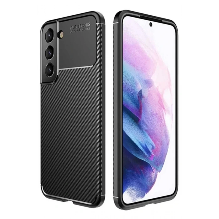USLUCAN ALIŞVERİŞ Samsung Galaxy S22 Plus Kılıf Auto Focus Karbon Kapak - Siyah