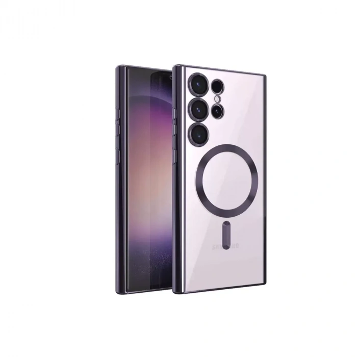 USLUCAN ALIŞVERİŞ Samsung Galaxy S23 Ultra Kılıf Kross Magneticsafe Kapak - Mor