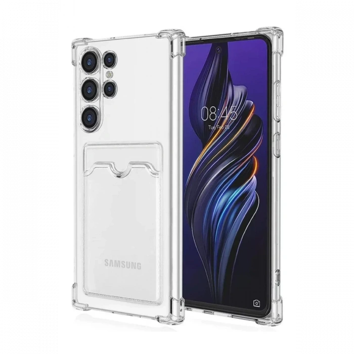 USLUCAN ALIŞVERİŞ Samsung Galaxy S24 Ultra Kılıf Kart Şeffaf Silikon - Şeffaf