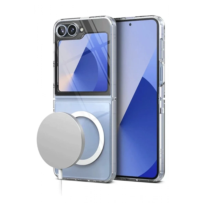 USLUCAN ALIŞVERİŞ Samsung Galaxy Z Flip 6 Kılıf Magneticsafe Şeffaf Silikon - Şeffaf