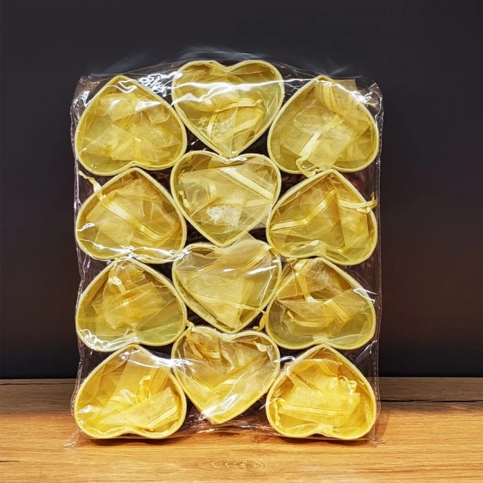 USLUCAN ALIŞVERİŞ Sarı Kalpli Tül Kese