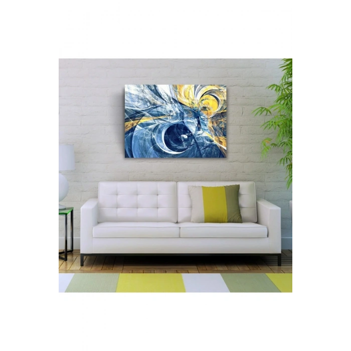 USLUCAN ALIŞVERİŞ Sarı Lacivert Gece Canvas Tablo (50x70)
