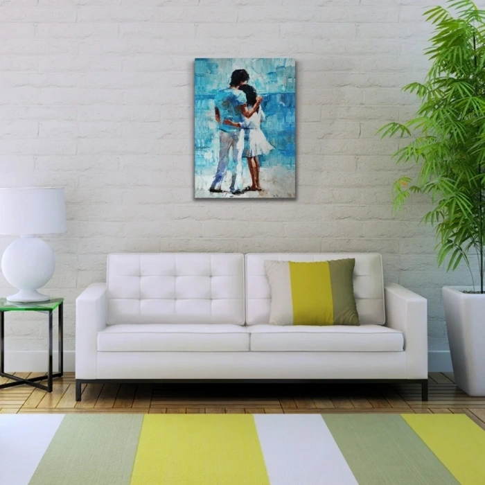 USLUCAN ALIŞVERİŞ Sarılmış Sevgililer Yağlıboya Kanvas Tablo 50 x 70