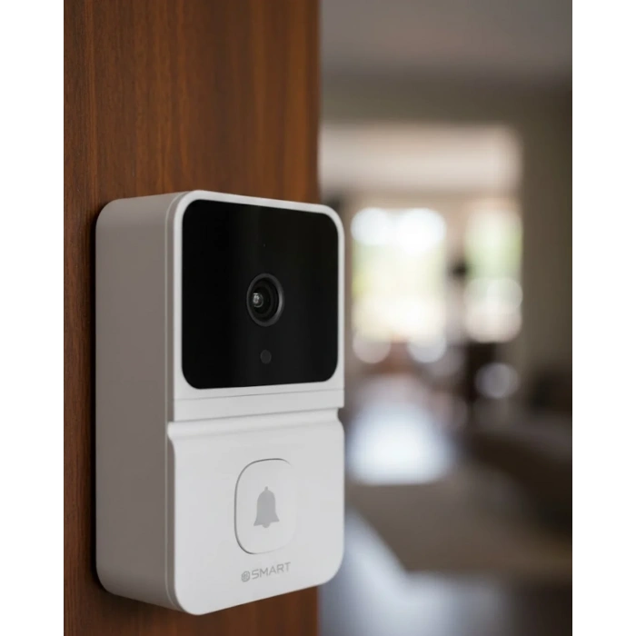 USLUCAN ALIŞVERİŞ Şarjlı Akıllı Kapı Zili 85° Geniş Açı Mobil Bildirimli