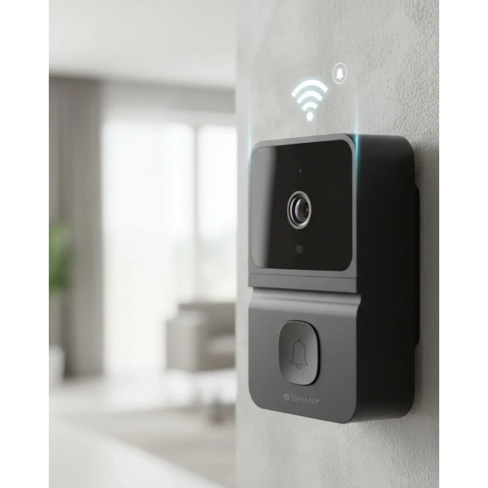 USLUCAN ALIŞVERİŞ ŞARJLI KAMERALI KAPI ZİLİ SİYAH