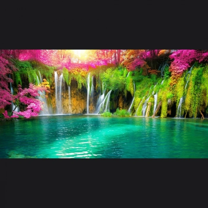 USLUCAN ALIŞVERİŞ Şelale ve Göl Resmi Kanvas Tablo 60 x 120