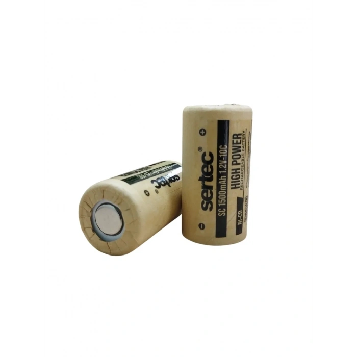 USLUCAN ALIŞVERİŞ Sertec 1.2V Ni-Cd SC 1500 Mah Kağıt Şarjlı Pil 10C (Başsız/Flat Head)