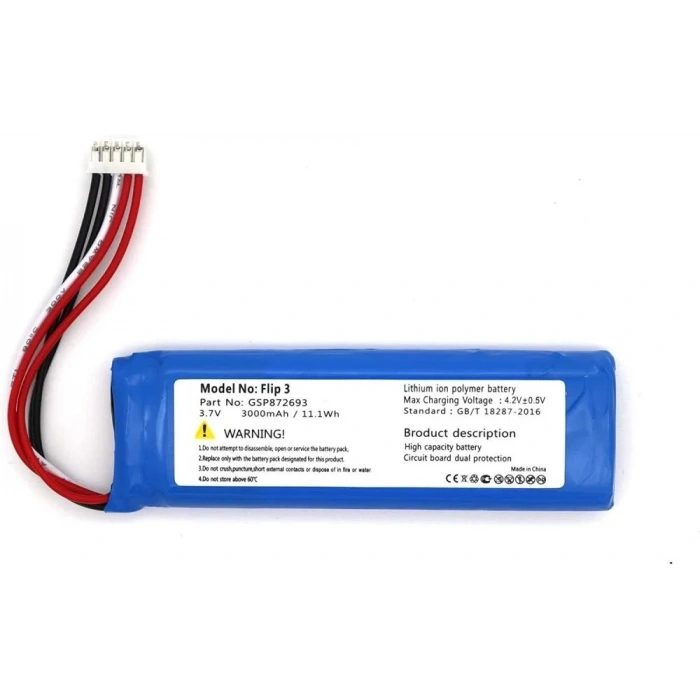 USLUCAN ALIŞVERİŞ Sertec JBL Flip 3 uyumlu 3.7v 3000 mah Soketli Batarya