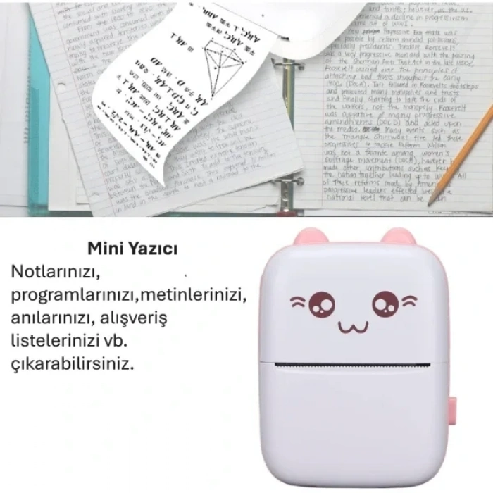 USLUCAN ALIŞVERİŞ Sevimli Mini Taşınabilir Yazıcı Printer