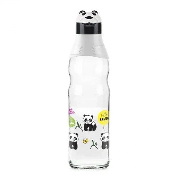 USLUCAN ALIŞVERİŞ Sevimli Panda Tasarımlı Cam Suluk  Sızdırmaz 1000 ML