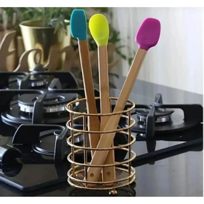 USLUCAN ALIŞVERİŞ Silikon Uçlu Isıya Dayanıklı Bambu Spatula 3lü Set