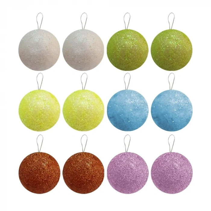 USLUCAN ALIŞVERİŞ Simli Asorti Ağaç Süsleme Topları 12li - 3cm -