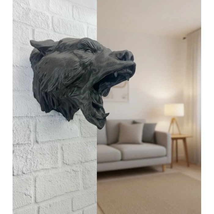 USLUCAN ALIŞVERİŞ Siyah Ayı Figürü Duvar Dekoru Asılabilir Hediyelik Heykel 25x19 cm