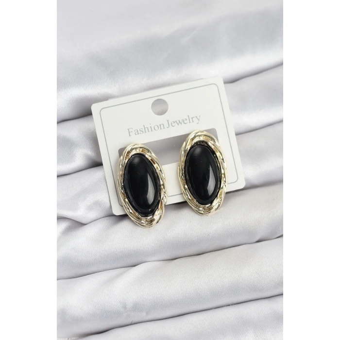 USLUCAN ALIŞVERİŞ Siyah Badem Model Vintage Kadın Küpe