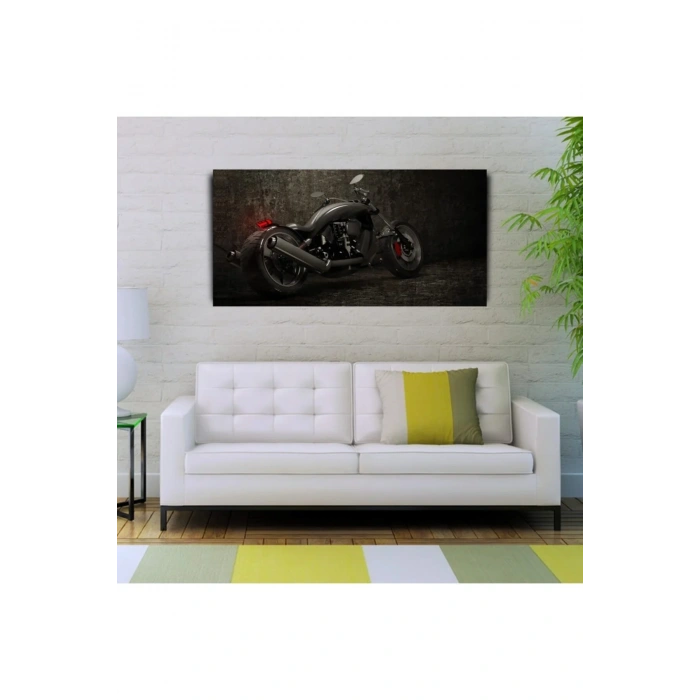 USLUCAN ALIŞVERİŞ Siyah Motorsiklet Canvas Tablo (60x120)