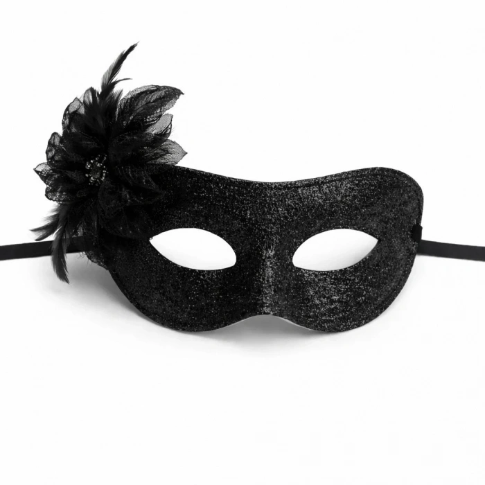 USLUCAN ALIŞVERİŞ Siyah Simli Tüylü Balo Maskesi