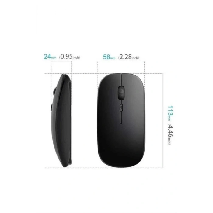 USLUCAN ALIŞVERİŞ Siyah Wireless Kablosuz Sessiz Mouse Bluetooth Bağlantılı