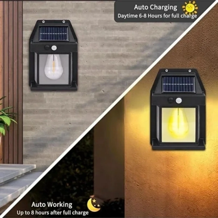 USLUCAN ALIŞVERİŞ Solar Rustik Ampullü Duvar Lambası - Gün Işığı