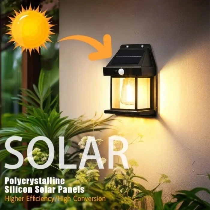 USLUCAN ALIŞVERİŞ Solar Rustik Ampullü Duvar Lambası - Gün Işığı