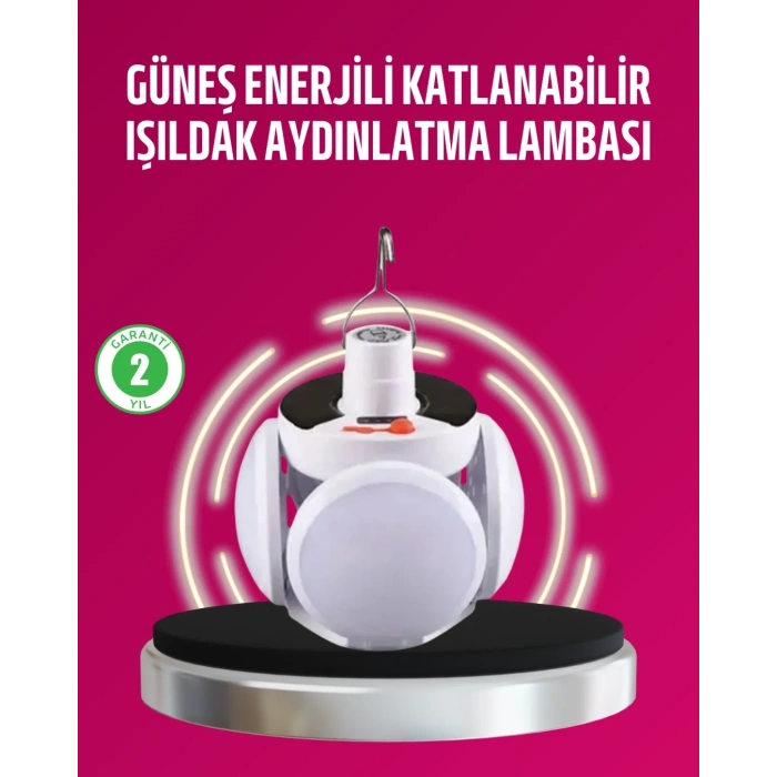 USLUCAN ALIŞVERİŞ Solar ve USB Şarjlı Su Geçirmez Katlanabilir LED Lamba