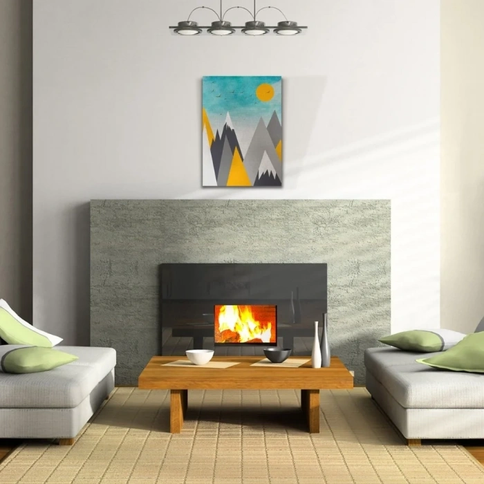 USLUCAN ALIŞVERİŞ Soyut Günbatımı ,  Pastel Renklerde Kanvas Tablo 50 x 70