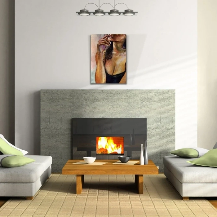 USLUCAN ALIŞVERİŞ Suluboya Tekniğinde Kadın Figürü Kanvas Tablo 50 x 70