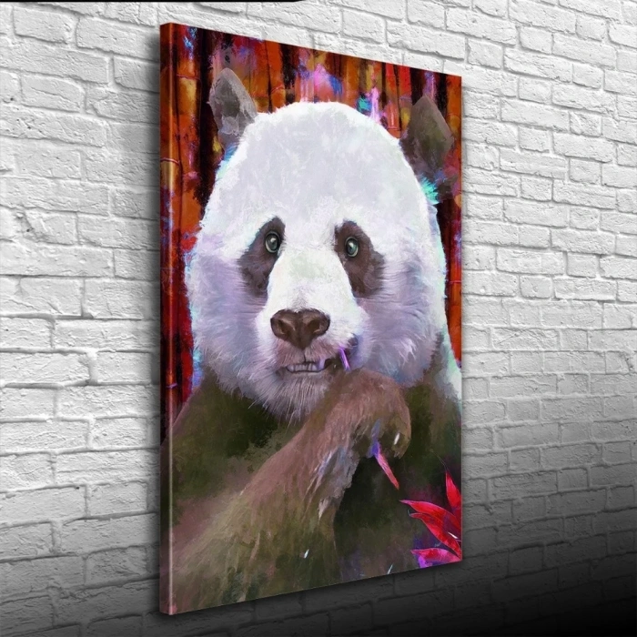 USLUCAN ALIŞVERİŞ Suluboya Tekniğinde Panda Görseli Kanvas Tablo 50 x 70