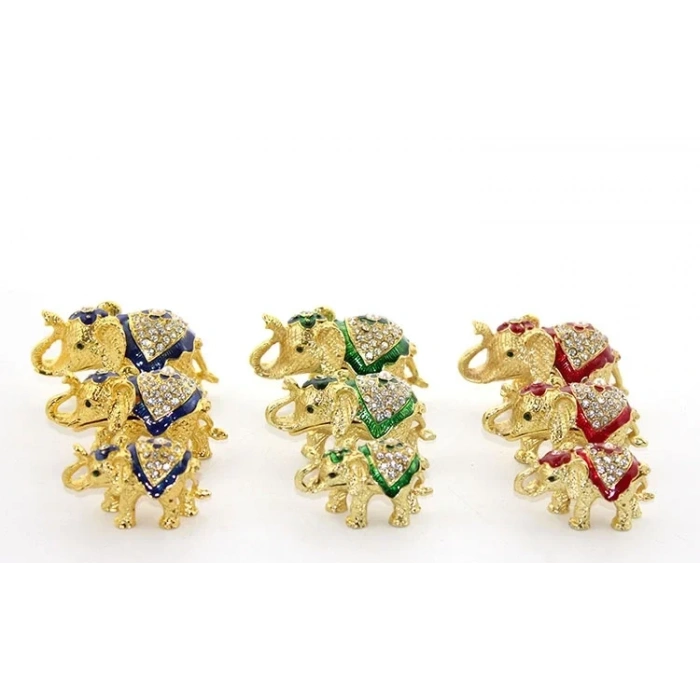 USLUCAN ALIŞVERİŞ Swarovski Taşlı 3lü Fil Figürü Model 1