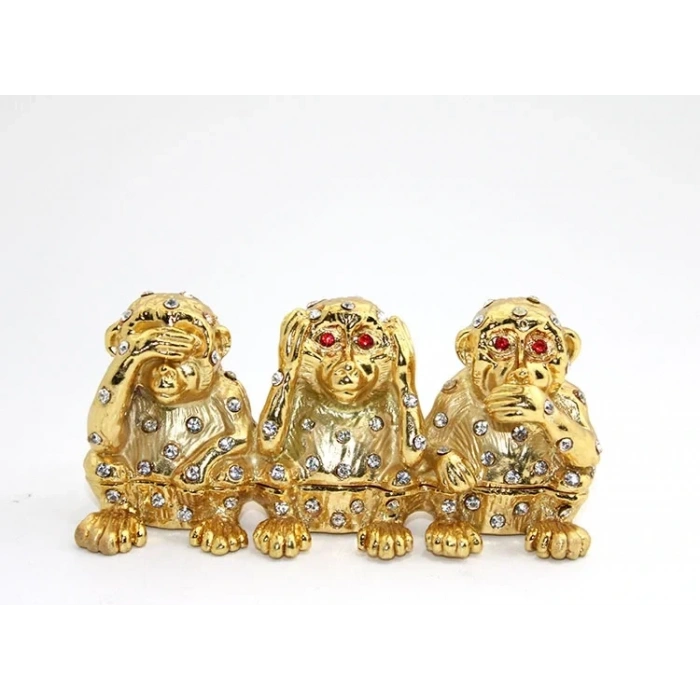 USLUCAN ALIŞVERİŞ Swarovski Taşlı 3lü Maymun Seti