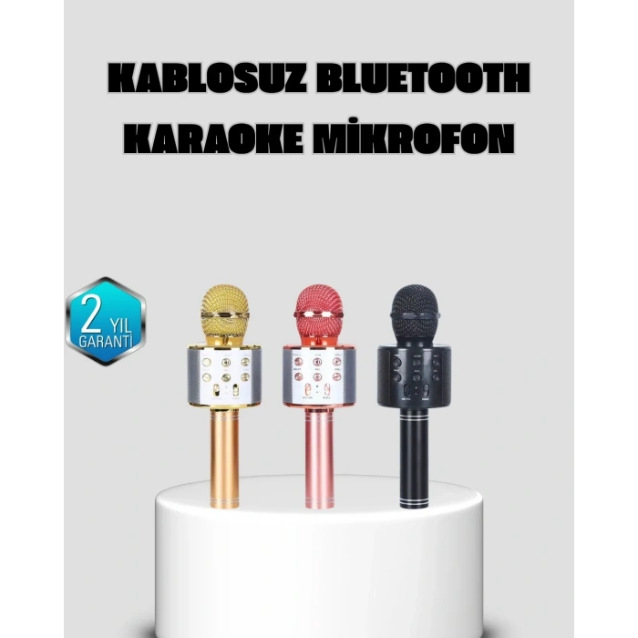 USLUCAN ALIŞVERİŞ Taşınabilir Karaoke Mikrofon – Bluetooth, USB ve AUX Girişli