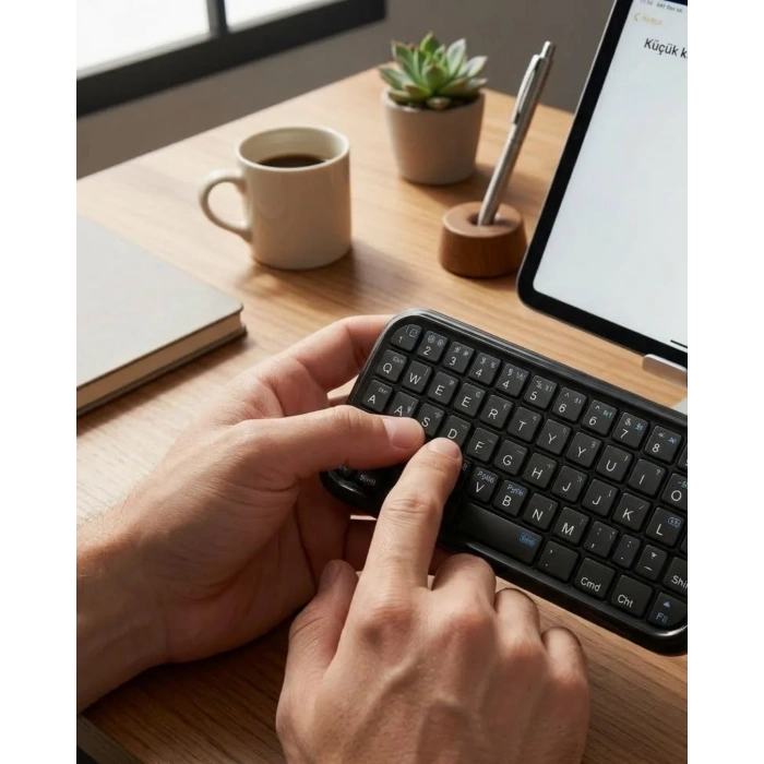 USLUCAN ALIŞVERİŞ Taşınabilir Mini Bluetooth Klavye Şarjlı Kablosuz Klavye