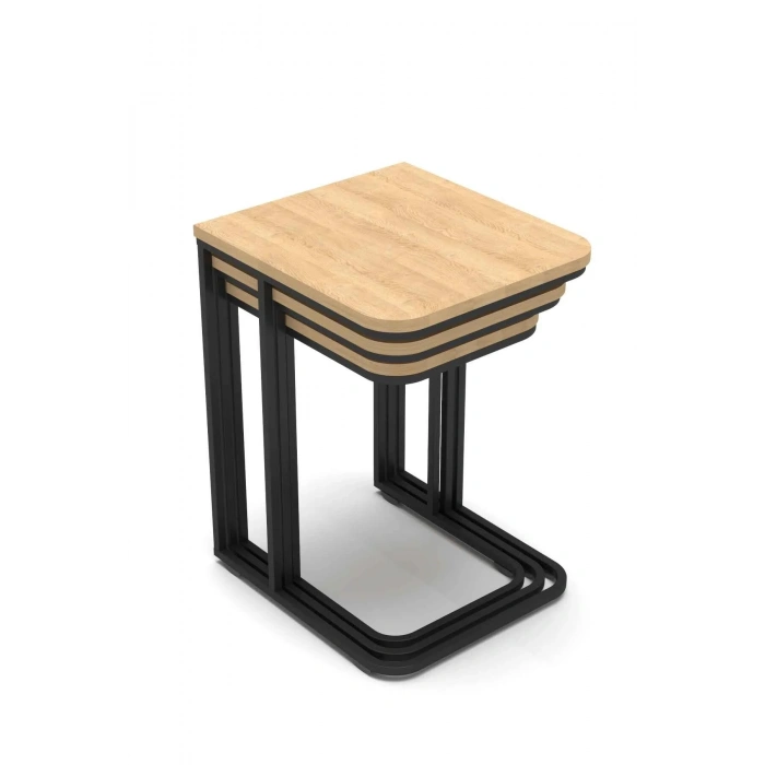 USLUCAN ALIŞVERİŞ Tekerlekli 3lü Zigon Sehpa