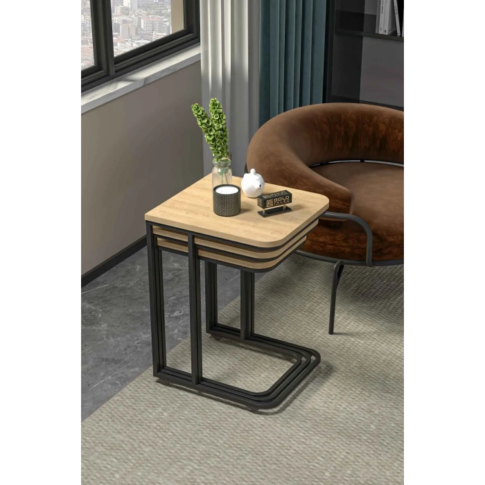 USLUCAN ALIŞVERİŞ Tekerlekli 3lü Zigon Sehpa