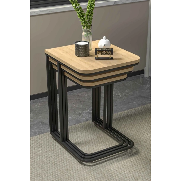 USLUCAN ALIŞVERİŞ Tekerlekli 3lü Zigon Sehpa