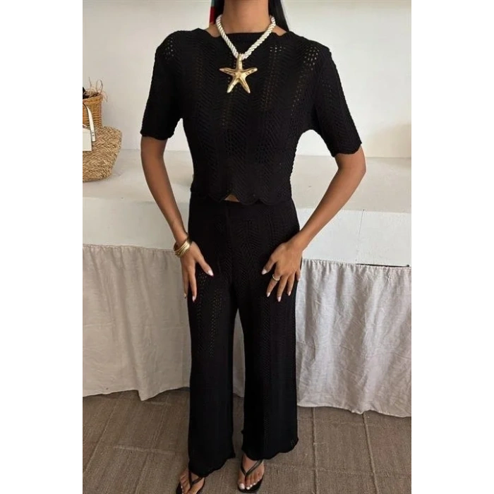 USLUCAN ALIŞVERİŞ Triko Bluz Pantolon İkili Takım 10084-025