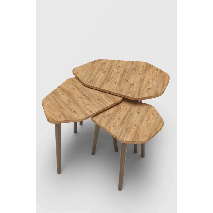 USLUCAN ALIŞVERİŞ Trio 3lü Ahşap Zigon Sehpa