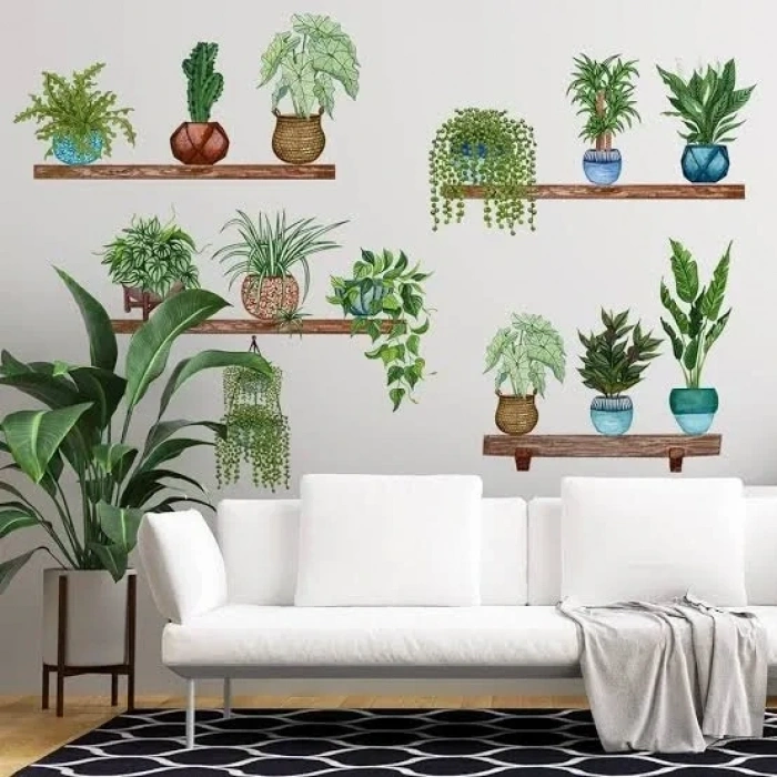 USLUCAN ALIŞVERİŞ Tropikal Bitkiler Duvar Stickerı Model B