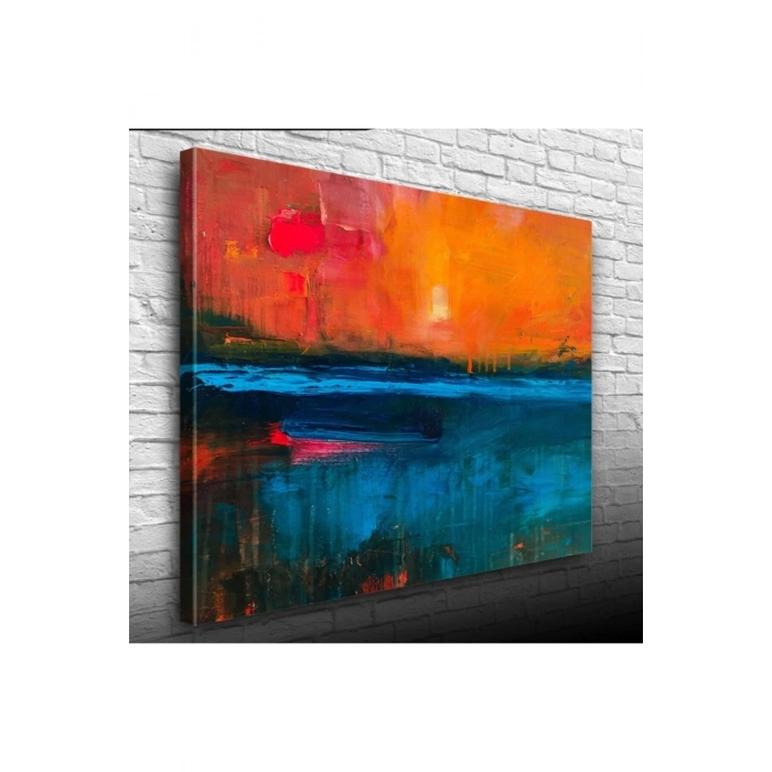 USLUCAN ALIŞVERİŞ Turuncu Mavi Dekoratif Canvas Tablo (50x70)