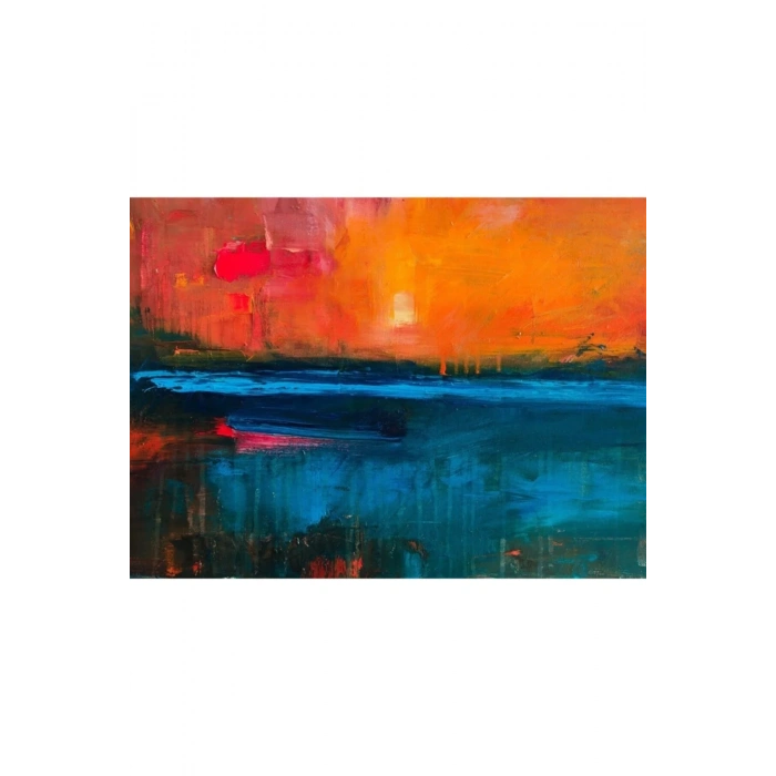 USLUCAN ALIŞVERİŞ Turuncu Mavi Dekoratif Canvas Tablo (50x70)