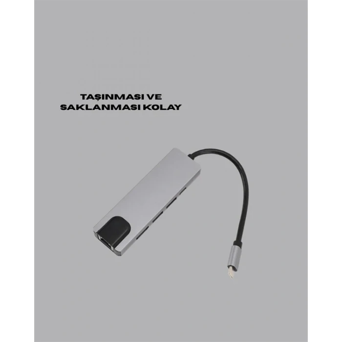 USLUCAN ALIŞVERİŞ Type‑C Dönüştürücü – 2×USB3.0, SD/MS, 4K HDMI & RJ45 ile Profesyonel Kullanım