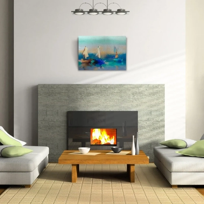USLUCAN ALIŞVERİŞ Üç Yelkenli Tekne Yağlıboya Kanvas Tablo 50 x 70