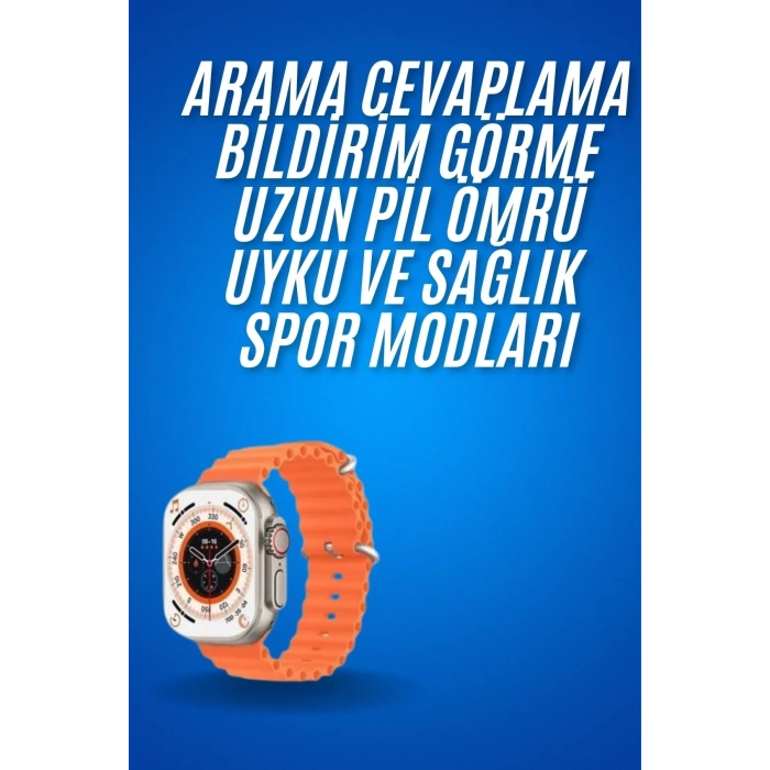USLUCAN ALIŞVERİŞ Ultra Akıllı Saat 49 Mm Çift Kordonlu Arama Cevaplama Bluetooth Bağlantılı