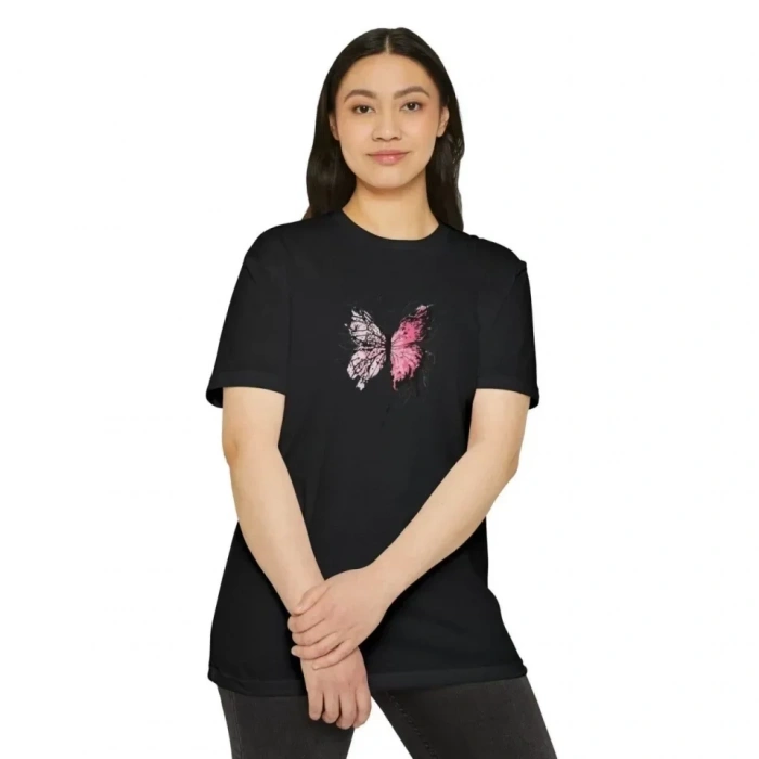 USLUCAN ALIŞVERİŞ Unisex Bisiklet Yaka Baskılı T-Shirt - Siyah