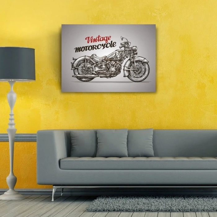 USLUCAN ALIŞVERİŞ Vintage Motorcycle Poster Kanvas Tablo 50 x 70
